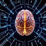 **Prompt:** A brain illuminated with glowing circuits, radiating knowledge and energy, set against a dark cosmic background.