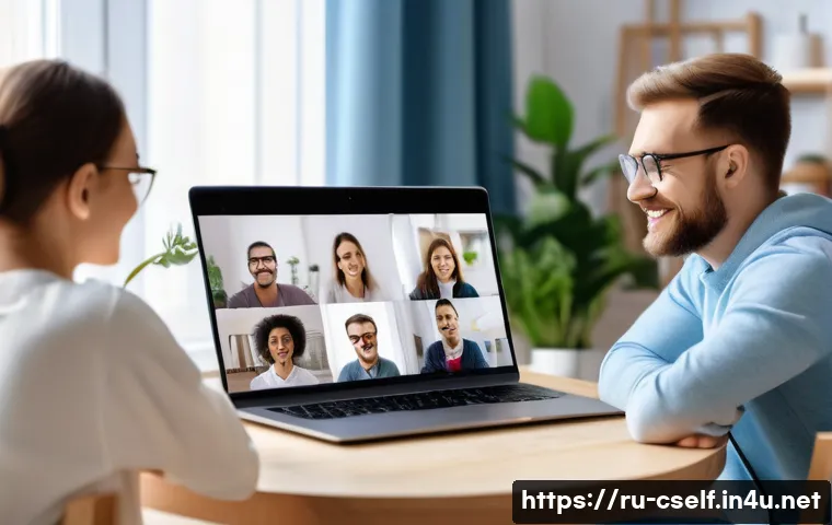 자기주도학습코치 커뮤니티 활용법 - A diverse group of young Russian adults engaged in an online self-learning coaching community, sitti...