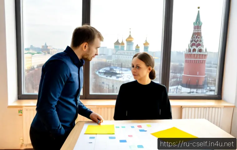 Home 15 자기주도학습코치와 경영 컨설턴트 협업 - Photorealistic collaborative planning session in a bright modern Moscow coworking office, a self-dir...
